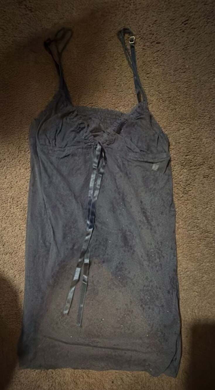 Intimissimi Gray Mesh Lace Slip Camisole Dress with Bow